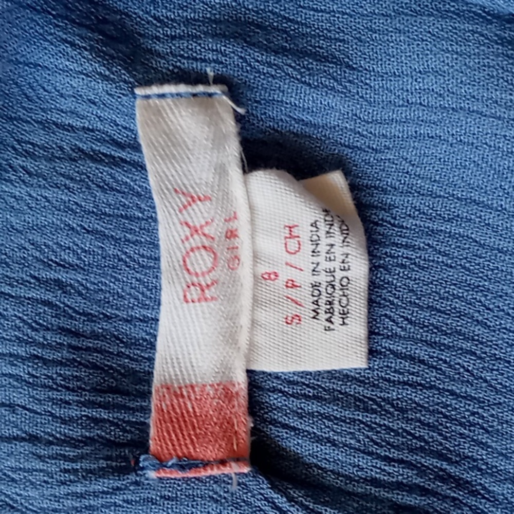 Roxy Girl's Sleeveless A-line Gauze Dress Size 8 Small Dusty Blue - Picture 8 of 11